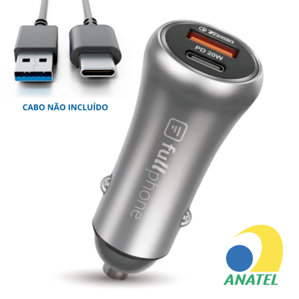 Carregador Veicular Turbo HS-395 USB + USB-C PD 20W - FullPhone